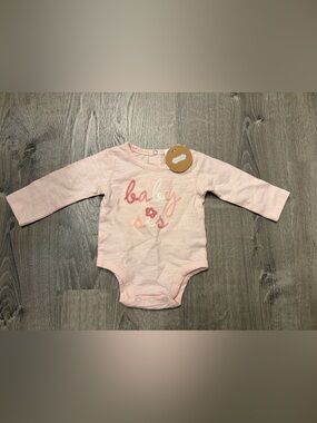 MudPie Light Pink "Baby Sis" Long-Sleeve Baby One-Piece- 0-3 Months- NWT